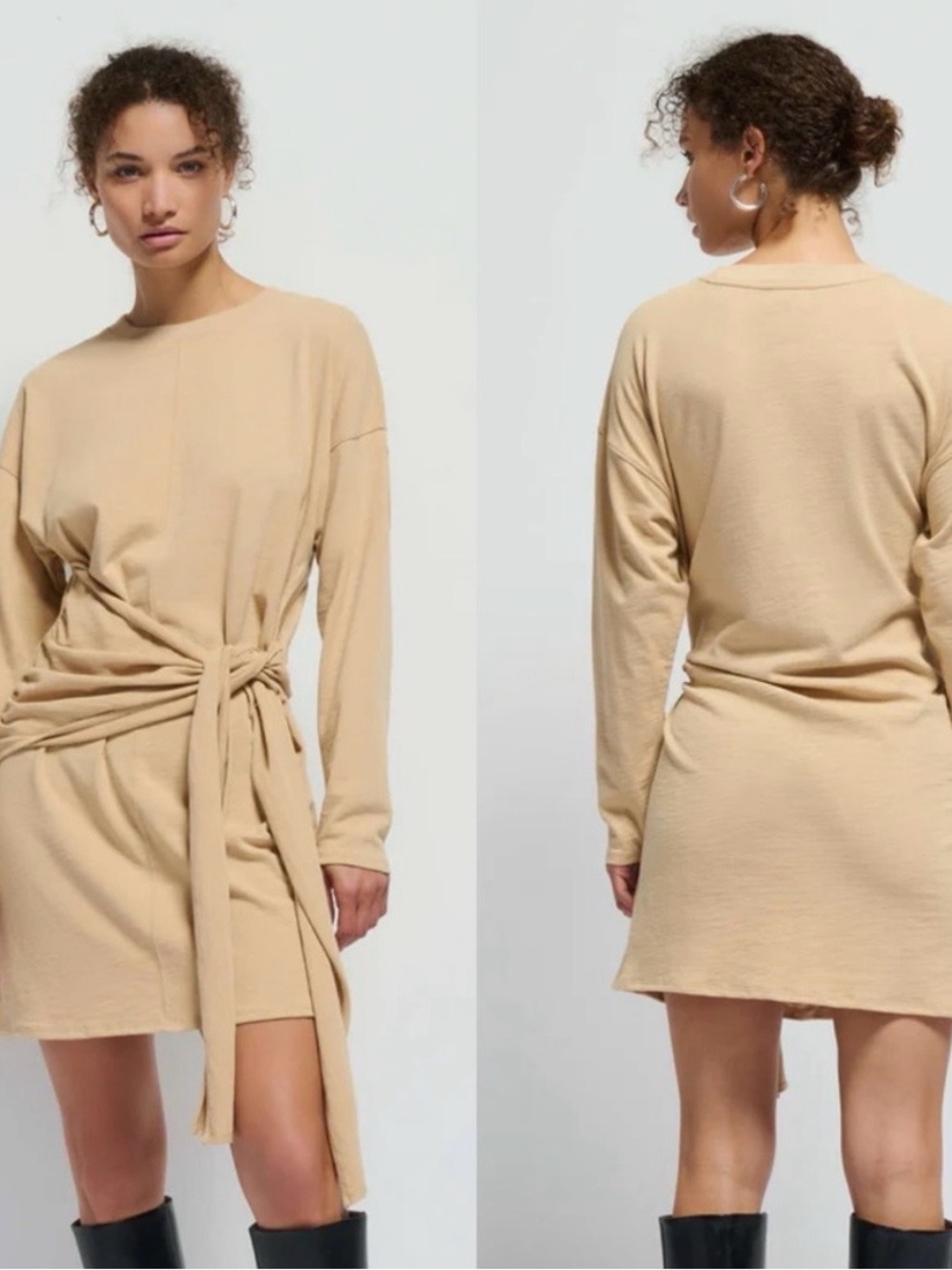Nation LTD Gloria Wrap Front Dress Warm Sand Beige XS